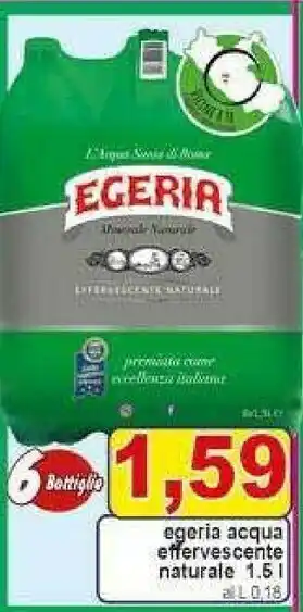 Gros Egeria Acqua Minerale Effervescente Naturale 1500 G(ml) offerta