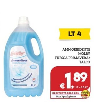 Il Centesimo AMMORBIDENTE MOLBY FRESCA PRIMAVERA/ TALCO LT 4 offerta