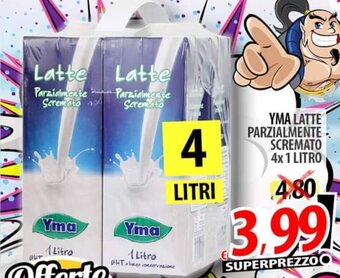 Il Genio Supermercato YMA LATTE PARZIALMENTE SCREMATO 4x 1 LITRO offerta