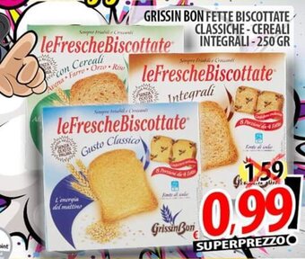 Il Genio Supermercato GRISSIN BON FETTE BISCOTTATE CLASSICHE-CEREALI INTEGRALI-250 GR offerta