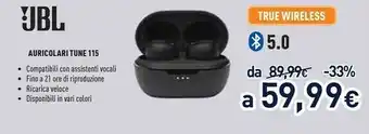 Unieuro Jbl Auricolari Tune 115 offerta