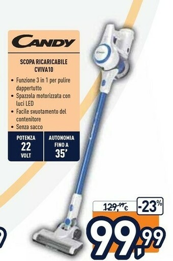 Unieuro Candy CVIVA10 011 Senza Sacchetto 0,7 L Bianco offerta