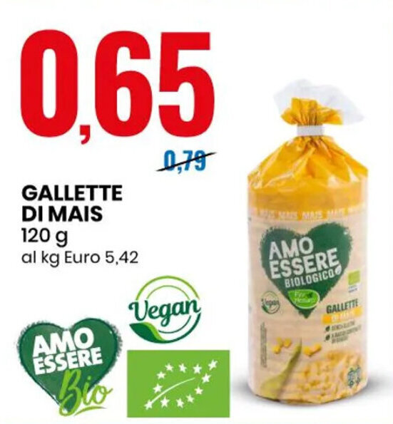 Eurospin AMO ESSERE Bio GALLETTE DI MAIS 120 g offerta
