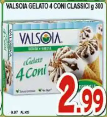Sacoph Valsoia Gelato 4 Coni Classici 300g offerta