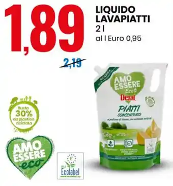 Eurospin AMO ESSERE eco LIQUIDO LAVAPIATTI 2 l offerta