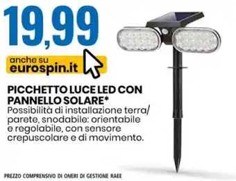 PICCHETTO LUCE LED CON PANNELLO SOLARE
