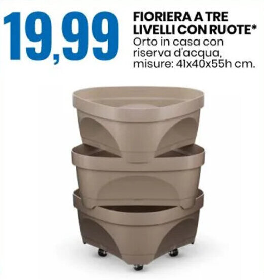 Eurospin FIORIERA A TRE LIVELLI CON RUOTE offerta