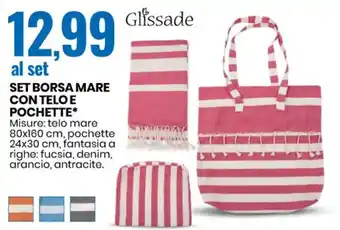 Eurospin Glissade SET BORSA MARE CON TELO E POCHETTE offerta