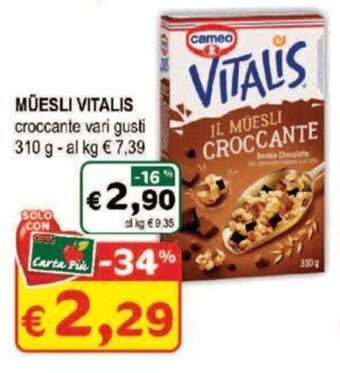 Crai MÜESLI VITALIS croccante vari gusti 310 g offerta