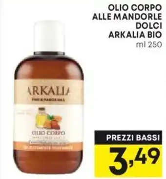 Panorama OLIO CORPO ALLE MANDORLE DOLCI ARKALIA BIO ml 250 offerta