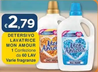 Mister Risparmio DETERSIVO LAVATRICE MON AMOUR 1 Confezione da 60 LAV Varie fragranze offerta