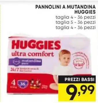 PANNOLINI A MUTANDINA HUGGIES taglia 4-36 pezzi taglia 5-36 pezzi taglia 4 - 36 pezzi