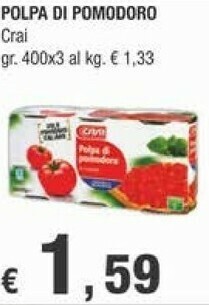Crai Crai - Polpa Di Pomodoro A Cubetti Gustosa E Profumata 1200 G(ml) offerta