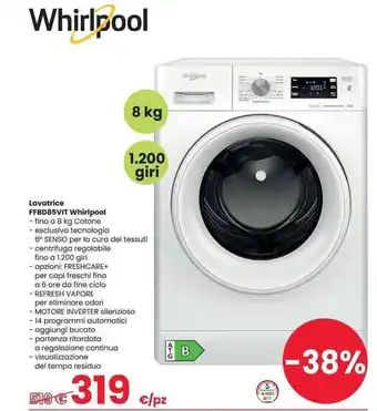 Interspar Lavatrice FFBD85VIT Whirlpool offerta