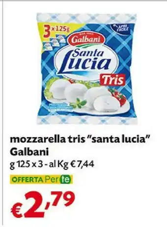 Pam Galbani Santa Lucia Tris Mozzarella 375 G(ml) offerta