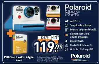 Unieuro Polaroid Now Blu offerta