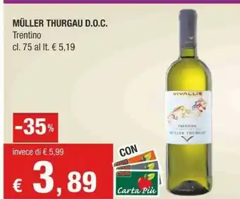 Crai Muller Thurgau Doc Trentino offerta