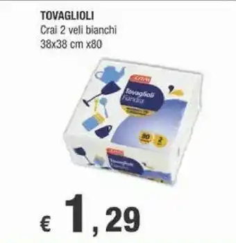 Crai Crai Tovaglioli 2 Veli Bianchi 38x38 Cm X80 offerta