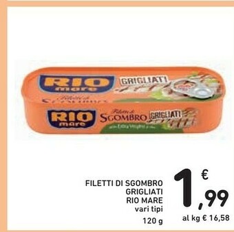 Conad Rio Mare Filetti Di Sgombro Grigliati Al Naturale 120 G(ml) offerta