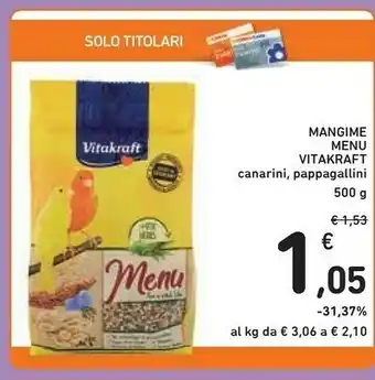 Conad Vitakraft Mangime Menu Canarini 500g offerta