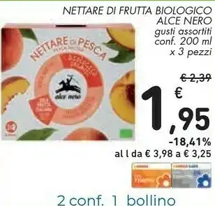 Conad Alce Nero Nettare Di Pesca Italiana Biologico 600 G(ml) offerta