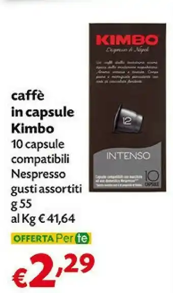 Pam Kimbo Caffe In Capsule Intenso offerta