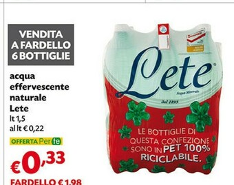 Pam Lete Acqua Minerale Effervescente Naturale offerta