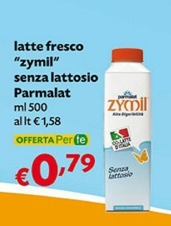 Pam Parmalat Zymil Latte Scremato Alta Digeribilità Senza Lattosio UHT 500 G(ml) offerta