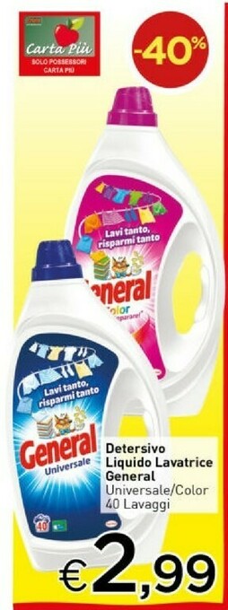 Crai General Detersivo Liquido Lavatrice 40 Lavaggi offerta