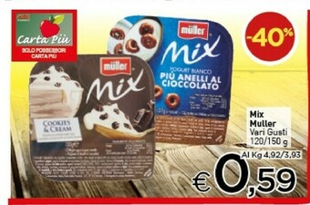 Crai Muller Mix Yogurt Bianco Più Fragole 150 G(ml) offerta