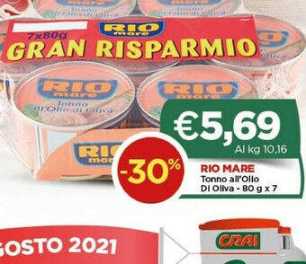 Crai Rio Mare Tonno All'Olio Di Oliva offerta