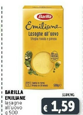Deco Supermercati Barilla Emiliane Lasagne All'uovo 500 G(ml) offerta