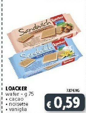 Deco Supermercati Loacker Wafer Vaniglia offerta