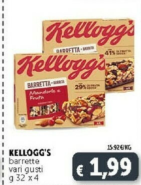 Deco Supermercati Kellogg's - Barretta Mandorle E Frutta 128 G(ml) offerta