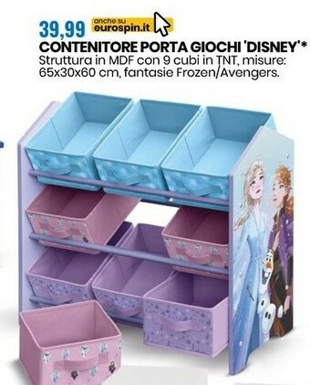 Eurospin Disney Contenitore Porta Giochi offerta