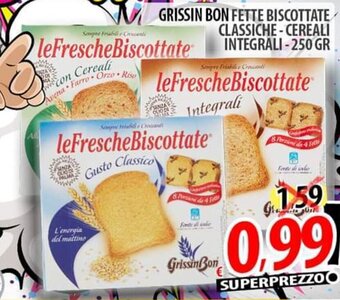Il Genio Supermercato GRISSIN BON FETTE BISCOTTATE CLASSICHE-CEREALI INTEGRALI-250 GR offerta