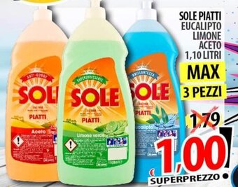 Il Genio Supermercato SOLE PIATTI EUCALIPTO LIMONE ACETO 1,10 LITRI offerta