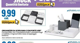 Studio Lab Organizer Da Scrivania Con Porte Usb
