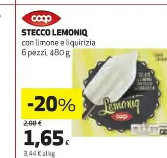 Ipercoop Coop - Lemoniq Gelato Al Limone Con Stecco Di Liquirizia 480 G(ml) offerta
