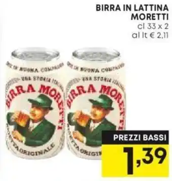 Panorama BIRRA IN LATTINA MORETTI cl 33 x 2 offerta