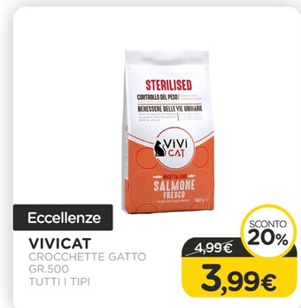 Arcaplanet Vivicat - crocchette gatto gr.500 tutti i tipi offerta