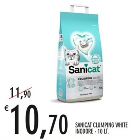 Moby Dick SANICAT CLUMPING WHITE INODORE - 10 LT. offerta