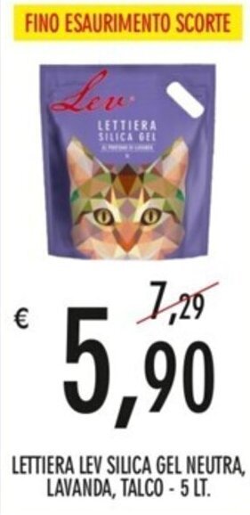 Moby Dick LETTIERA LEV SILICA GEL NEUTRA, LAVANDA, TALCO - 5 LT. offerta