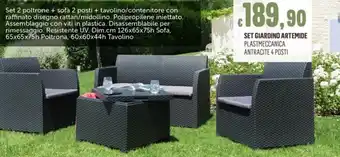 SET GIARDINO ARTEMIDE PLASTMECCANICA ANTRACITE 4 POSTI