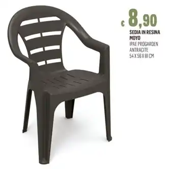SEDIA IN RESINA MOYO IPAE PROGARDEN ANTRACITE 54 X 56 X 81 CM