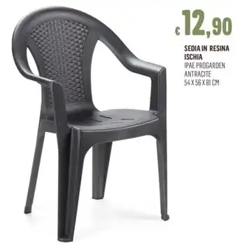 SEDIA IN RESINA ISCHIA IPAE PROGARDEN ANTRACITE 54 X 56 X 81 CM