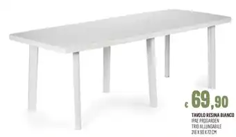 TAVOLO RESINA BIANCO IPAE PROGARDEN TRIO ALLUNGABILE 216 X 90 X 72 CM