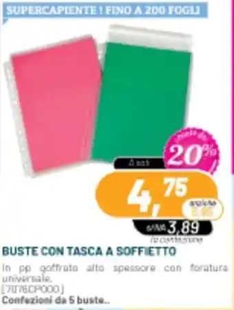 BUSTE CON TASCA A SOFFIETTO Confezioni da 5 buste..