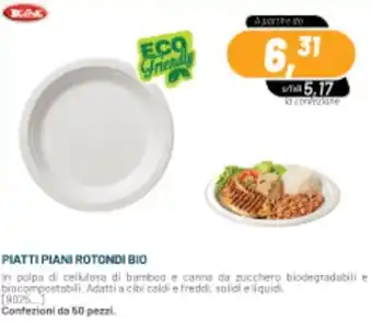PIATTI PIANI ROTONDI BIO Confezioni da 50 pezzi.