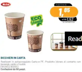BICCHIERI IN CARTA Confezioni da 50 pezzi.